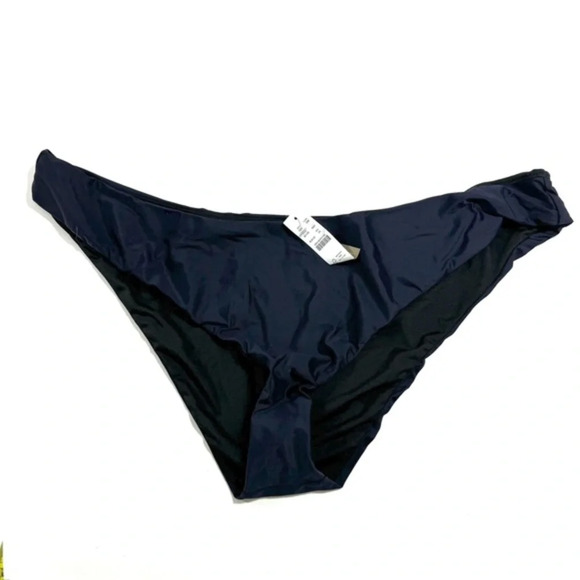 New J Crew BC125 Curved Waist Cheeky Bikini Bottom Navy Blue - Picture 1 of 4